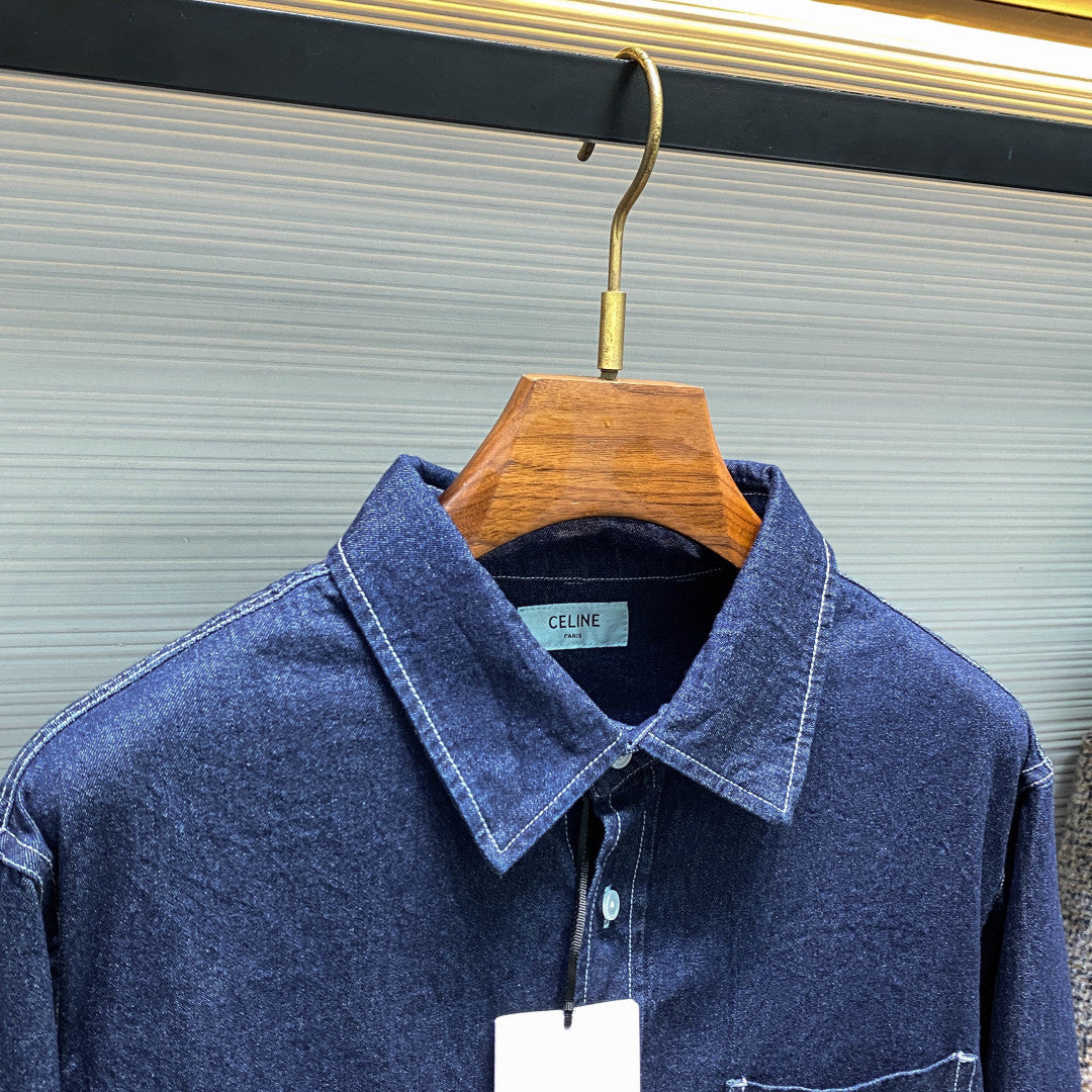 코튼 칼라 데님 셔츠 (cotton collar denim shirt)