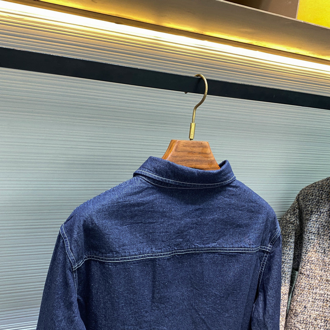 코튼 칼라 데님 셔츠 (cotton collar denim shirt)
