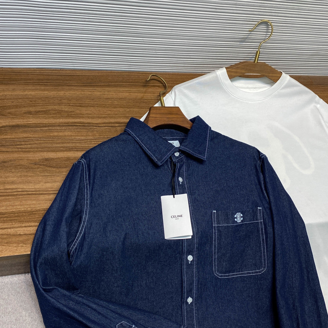 코튼 칼라 데님 셔츠 (cotton collar denim shirt)