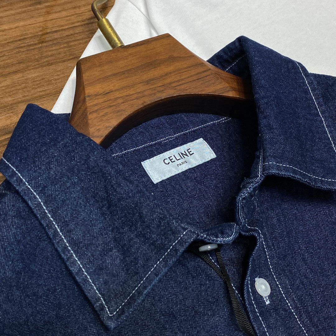 코튼 칼라 데님 셔츠 (cotton collar denim shirt)