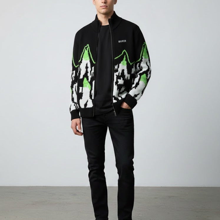 자카드 니트집업 (Jacquard knit zip-up)