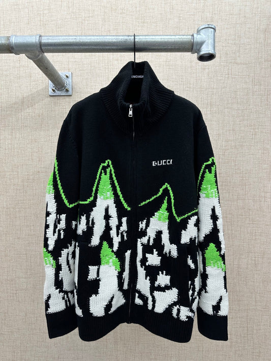 자카드 니트집업 (Jacquard knit zip-up)