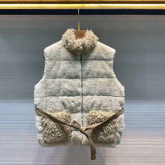 타이랩 퍼 다운조끼 (Tie-wrap fur down vest)