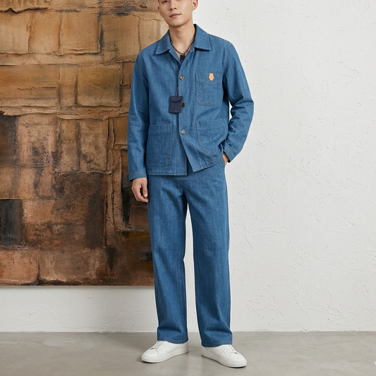 블렌드 데님 워크 재킷, 진 (Blend denim work jacket, jeans)