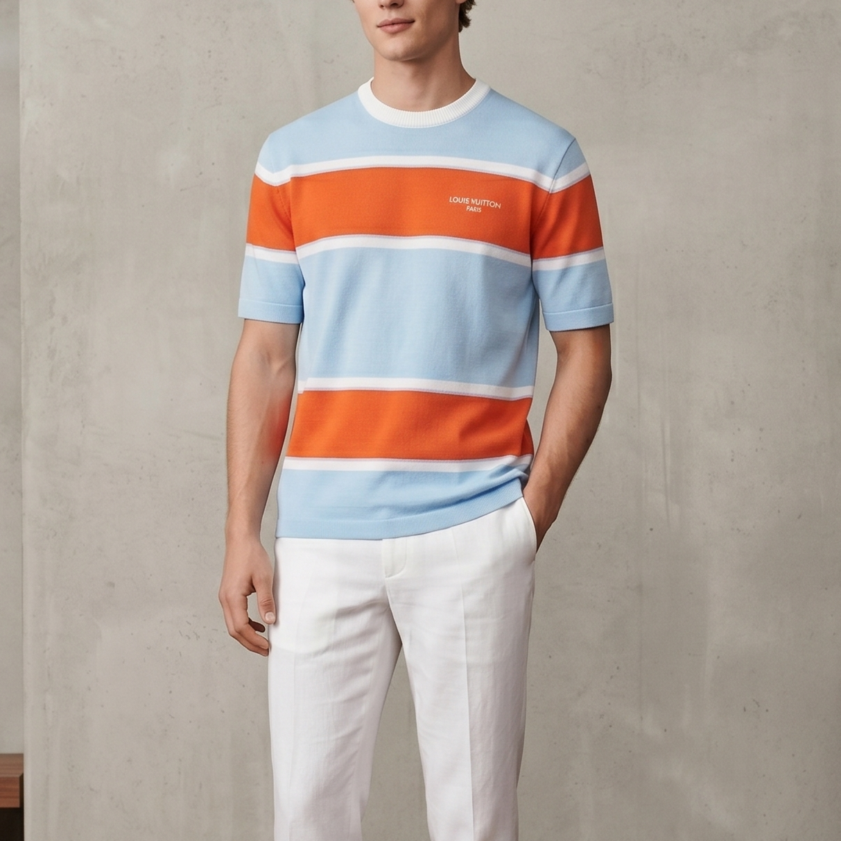 컬러 블록 스트라이프 반팔티셔츠 (Color block striped short-sleeve t-shirt)